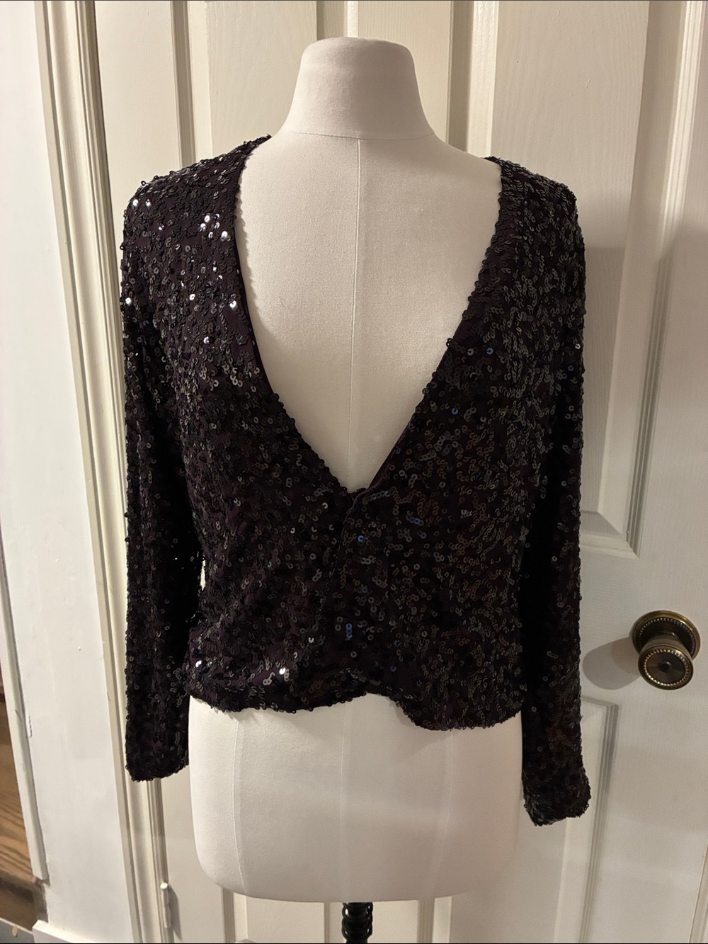 SPANNER Plum Sequin Open-Front Cardigan